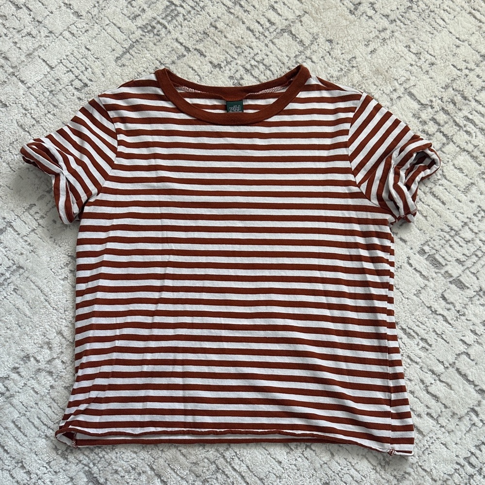 Wild Fable Rust and White Striped Top